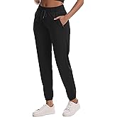 Haowind Women's High-Stretch Workout Joggers with Deep Zipper Pockets - Elastic Waist Yoga Pants for Running Travel Lounge