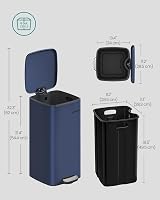 SONGMICS 8-Gallon Kitchen Bin Steel Pedal Trash Bin with Inner Bucket Midnight view 7