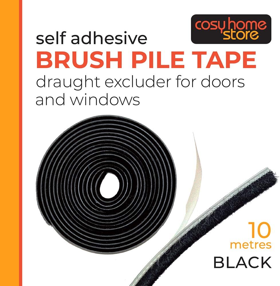 Stormguard Brush Pile Self Adhesive Draught Excluder 10m BLACK