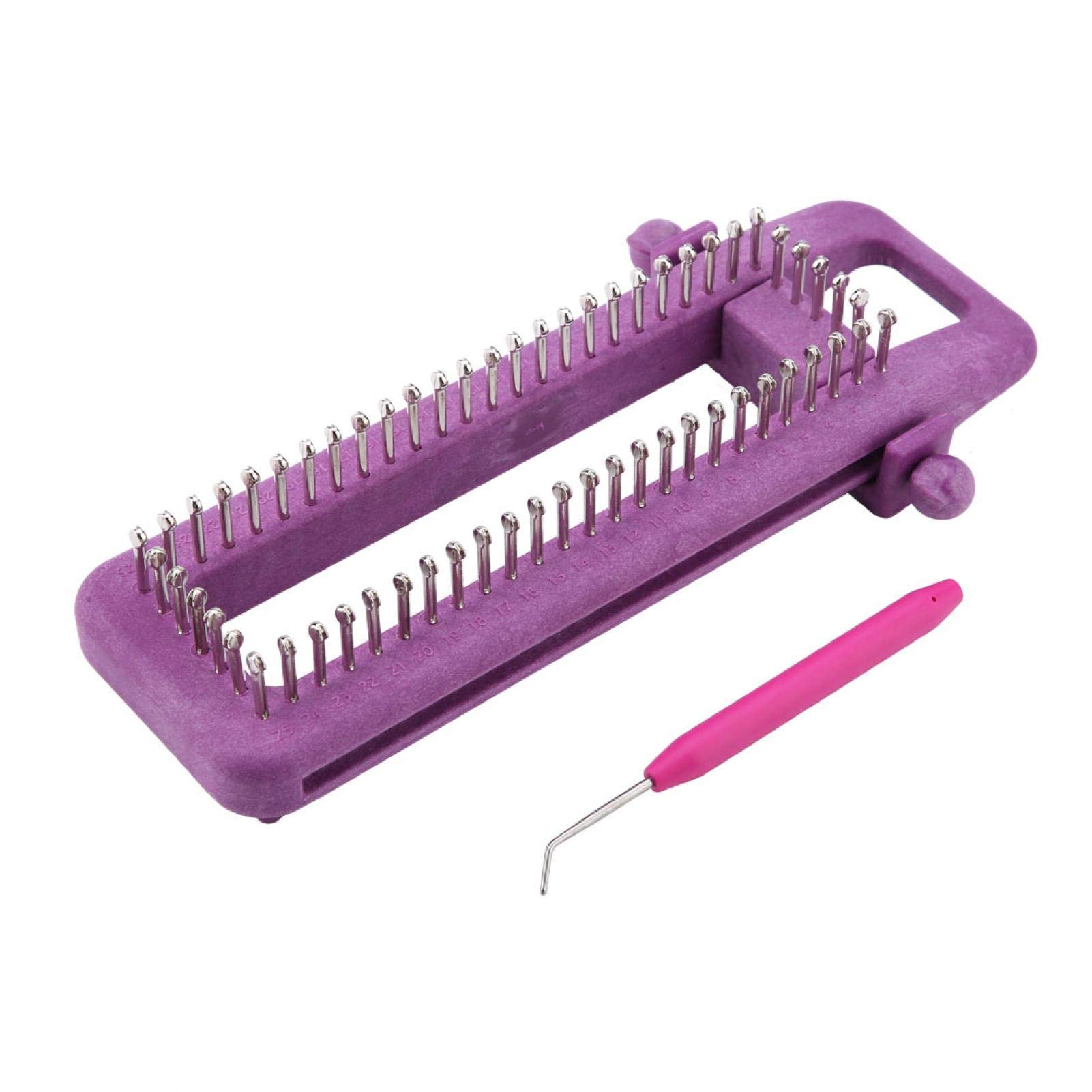 URRNDD Knitting Loom, Sock Loom DIY Purple Plastic + Metal Adjustable for Handmade Socks for Scarf Knitting