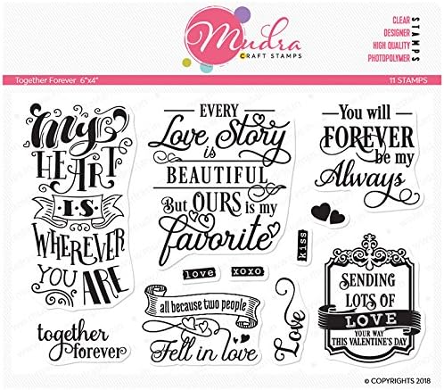 Mudra Stamps - Together Forever - 6"x4"Clear Art & Craft Photo Polymer Stamp Set for DIY Greeting Card Making, Scrapbooking, Papercraft & Colouring