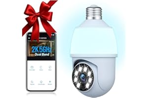 AUREON Light Bulb Security Camera Outdoor/Flood Light, 2K Camera Surveillance Exterieur 5G & 2.4G WiFi – 360° Security Camera