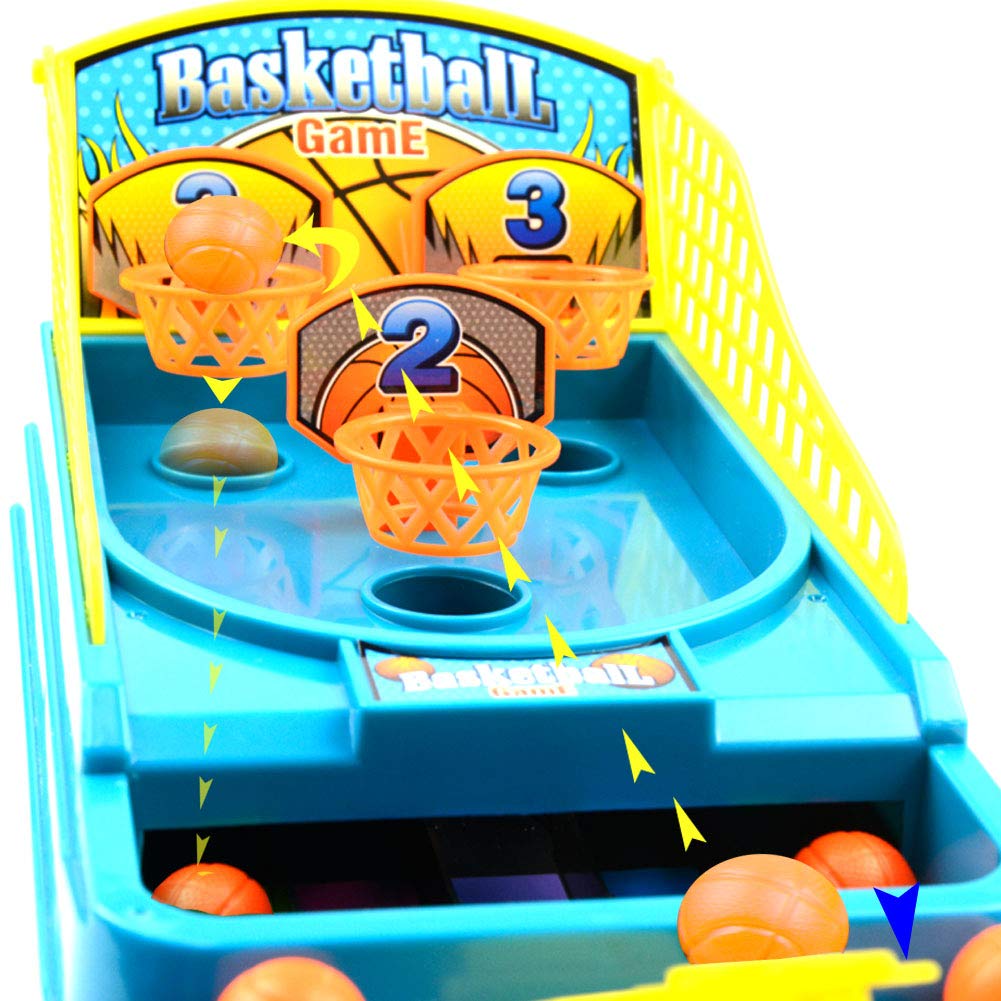 Mini Desktop Basketball Game Tabletop Shooting Toy Classic Arcade Games Family Party Interactive Toy with 6 Balls&3 Hoops for Sports Fans
