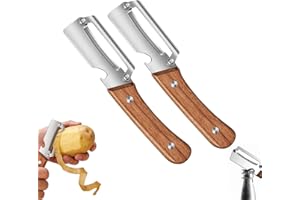 2Pcs Multi-Functional Vegetable Peeler for Kitchen, 2 in 1 Wooden Kitchen Tool All-in-One Fruit Peeler with Handle Bottle Ope