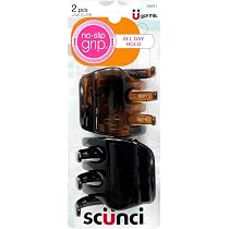 Scunci No-Slip Grip Chunky Jaw Clips – 5er Set (2 Schwarz, 3 Schildkröten), Rutschfester Halt Für Alle Haartypen