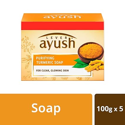 Lever Ayush Purifying Turmeric Soap,100 g each (Buy 4 Get 1)