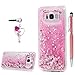YOKIRIN Galaxy S8 Case, Clear Glitter Bling Sparkly Clear Liquid Cover Shockproof Flexible Silicone Cover Shiny Drop Protection Bumper Soft TPU Shell Protective Case for Samsung Galaxy S8, Pink