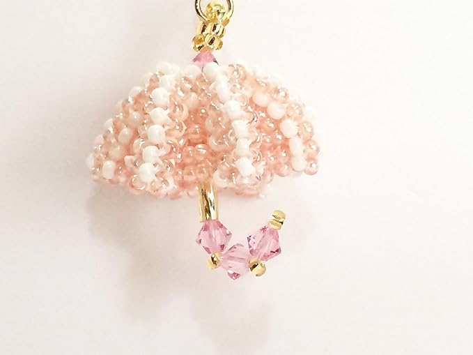 Amazon ビーズキット ビーズ ビーズキット アクセサリーキット ビーズステッチ スワロフスキー パラソル ゴールド 手作り ハンドメイド 傘 バッグチャーム ピンク ビーズ アクセサリーキット 通販