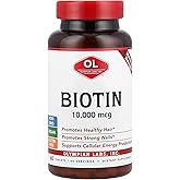 Olympian Labs Max Strength Biotin Vitamin B7 Supplement, 10,000mcg Tablets, Improve Hair, Skin & Nail Growth, 60 Vegan Tablets