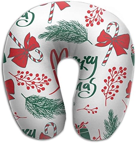 GDUTB17 U-shaped Memory Foam Merry Christmas Bow Neck Pillow Soft Travel Pillow Airplane Car Office Pillow For Adult And Kids