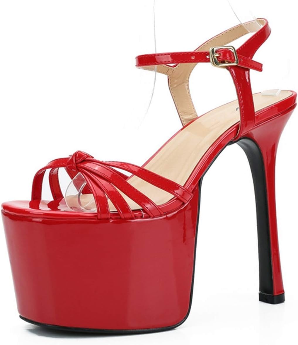 Summer Gladiator Sandals Women 16Cm Extreme High Heels Sandal Platform Red Black Wedding Shoes