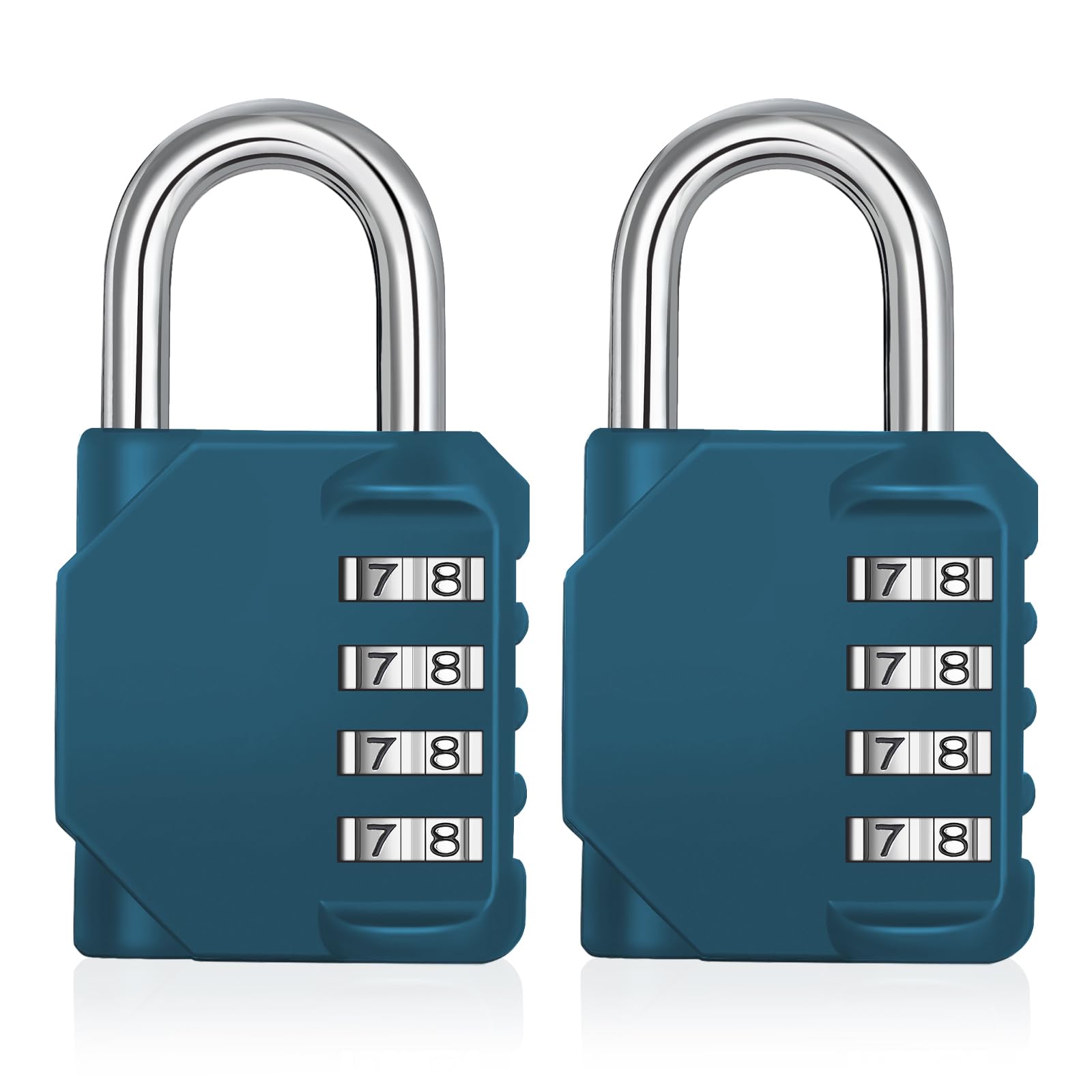 ZHEGE Combination Padlock for Locker, Weatherproof Padlock Outdoor for Fence Gate, Sheds, 4 Digit Combination Lock for Gym Locker, School Locker (Peacock Blue, 2 Pack)