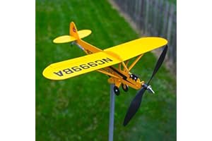 SOPUTRY Piper J3 Cub Airplane Weathervane, 2023 New Airplane Wind Spinner Metal Weathervane Windmill, Upgrade Weather Vane for Sheds Yard Garden Patio Lawn (32 * 28cm)