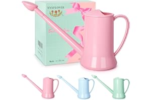 XXXFLOWER 1/2 Gallon Small Indoor Plant Watering Can, 2L Long Spout Removable Nozzle Flower Watering Pot for Office House Indoor Garden（Pink,67 oz）