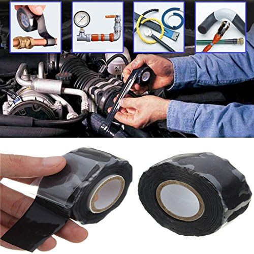 DD&amp;DEE Silicone Self Fusing Tape 1-Inch x 39-Inch (Black) Silicone Repair Tape(2 Pcs)