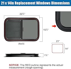 OUTPRIZE Horizontal RV Window, 21" W x 14" H Tinted