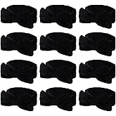 Casoty 12 Pcs Black Spa Headbands, Hair Holder for Washing Face, Soft Coral Fleece Facewash Headband, Bow Hair Bands, Skin Care Headband for Face Washing Shower Skin Care Yoga