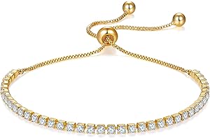MINDDHA 14K Gold Plated Cubic Zirconia Tennis Bracelet – Elegant Tennis Bracelet for Women, Thin, Dainty, Stackable, Available in 2mm 3mm Width, Silver and Gold Color, Adjustable Slider 6-9 Inch