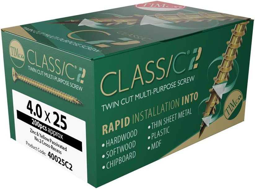 TIMCO C2 Strong-Fix Multi-Purpose Premium Countersunk Gold Woodscrews - 4.0 x 25 - Box of 200, Yellow - Image 4