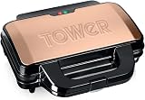 Tower Deep Fill Sandwich Maker 900W Rose Gold T27013RG with 4 Moulds
