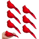 NUKAYAI 6Pcs Cardinal Decor Red Bird, 5.5" Large Clip on Red Birds Decoration Cardinal Ornaments for Christmas Tree, Artificial Bird Cardinals Gifts Decoration for Wreath DIY Crafts Christmas Ornament