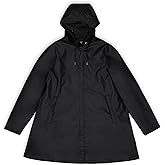 RAINS A-Line Jacket – Waterproof Windproof Breathable Women’s Raincoat Flared Hem, Detachable Hood, PU-Coated Fabric