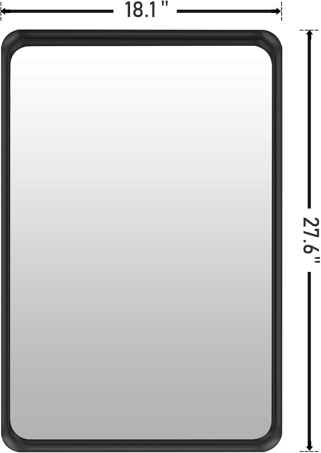 NXHOME Rectangle Metal Frame Wall Mirror for Bathroom 18 x 24 Inch Wall Mounted Vanity Mirror Rounded Corner Black Frame Decorative Mirrors for Living Room Bedroom: Furniture & Decor