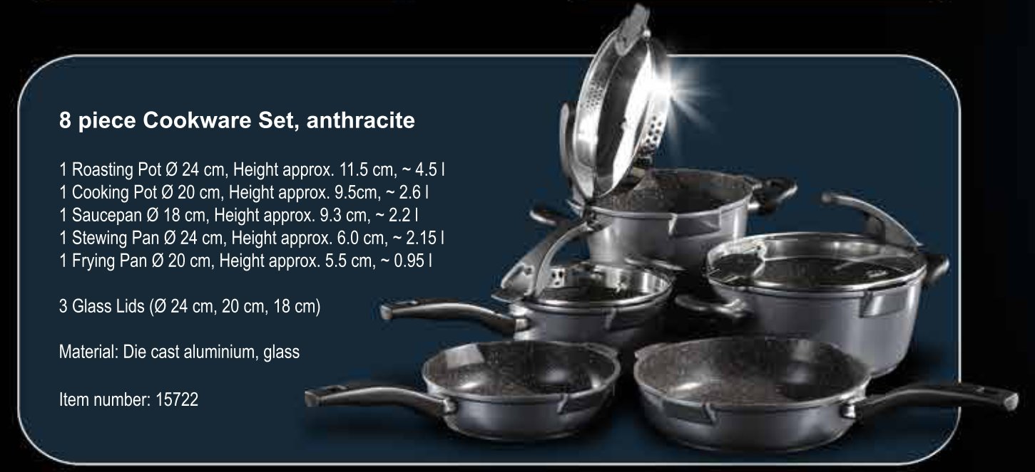 Germany's Stoneline Xtreme Series 8 Pieces Set Nonstick NonToxic