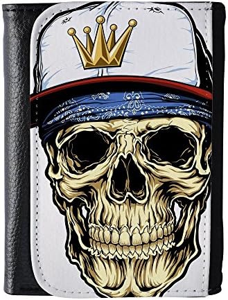 YEX Men's Skulls Design Black Leather Wallet Stylish