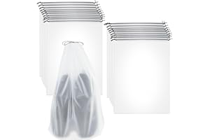 DMIMIA 20PCS Transparent Travel Shoe Bags, Large 15.7x11.8 Inch Waterproof Drawstring Pouches, Clear Shoe Storage for Suitcas