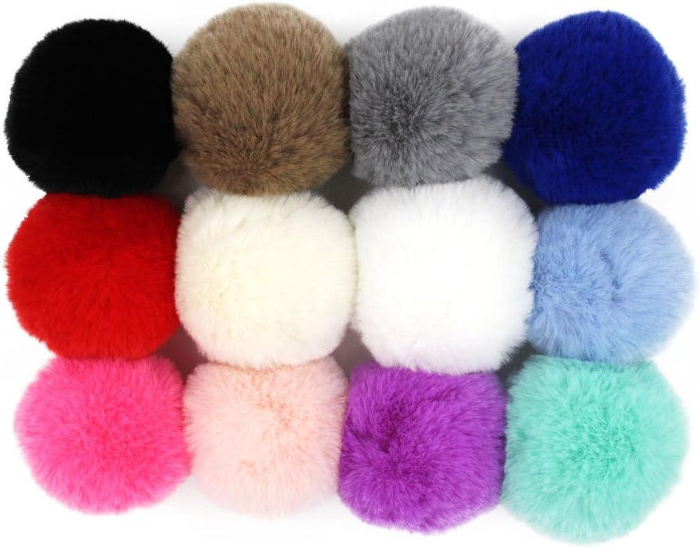 DIY 12pcs Pretty Small Faux Rex Rabbit Fur Pom Pom Ball 2.3inch