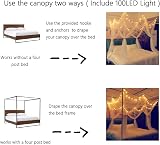 HanYun 8 Corner Bed Canopy with 100 LED Lights Battery Operated White view 4