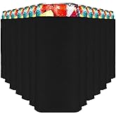 Slim Can Cooler Sleeves (14-Pack) Soft Insulated Slim Can Koolie for White Claw Seltzer & Slim Beer - HTV Blanks for Vinyl Projects - Skinny Can Koolies Bulk - Tall Can Coolies for Slim Cans (Black)