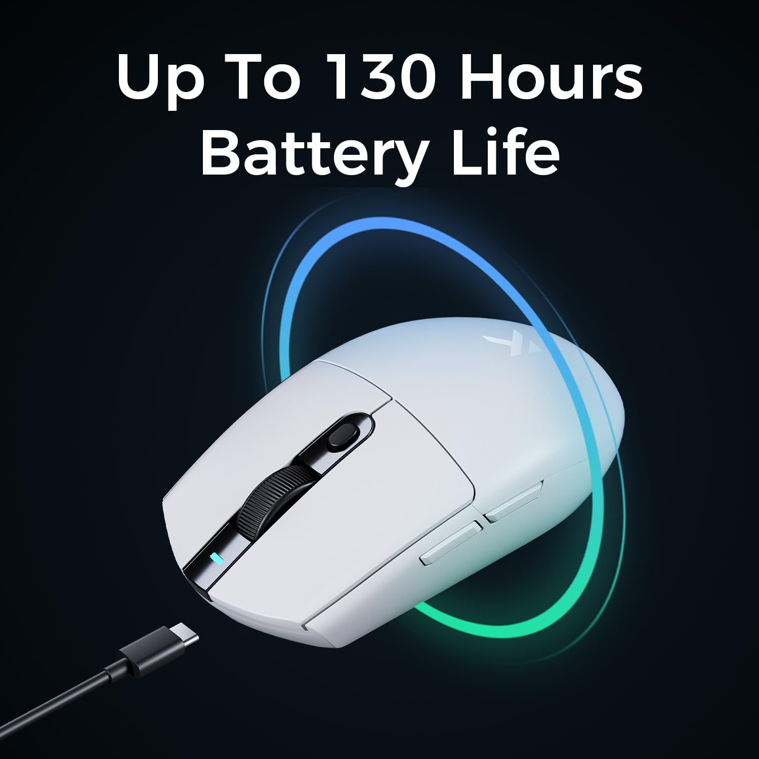 MCHOSE G3 Ultra Wireless Gaming Mouse, Symmetrical, 26K DPI, Tri-Mode Connection, Wireless/Wired 8K Polling, 64g Weight, 130 Hours Battery Life (White)