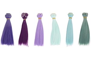 PATIKIL 15CM Doll Hair Wigs, 6 Pcs High Temperature Silk Straight Wig Hair Extension Accessories for Doll Hair Making Kit DIY