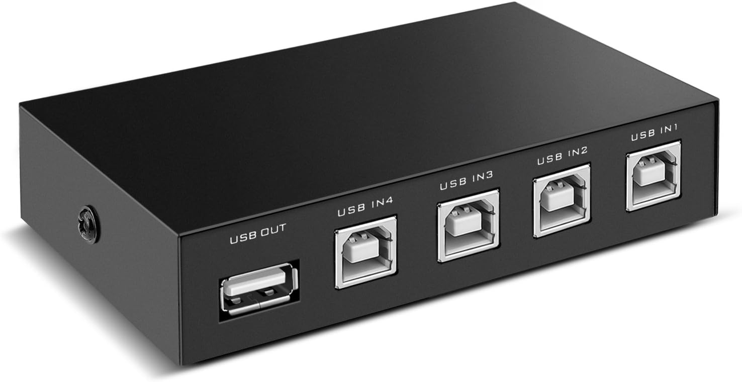 TNP 4 Ports USB 2.0 Sharing Switch Box - Manual Share Switcher Adapter Adopter Splitter Hub Selector for PC Computer Scanner Printers Projector Camera and Keyboard with USB-A Interface: Computers & Accessories