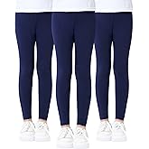 Domee Girls Cotton Leggings Full Length Solid Pants Pack of 3