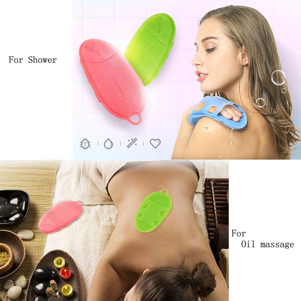 INNERNEED Soft Silicone Body Scrubber Exfoliating Glove Shower Cleansing Brush, SPA Massage Skin Care Tool, for Sensitive and All Kinds of Skin (Blue) : Beauty