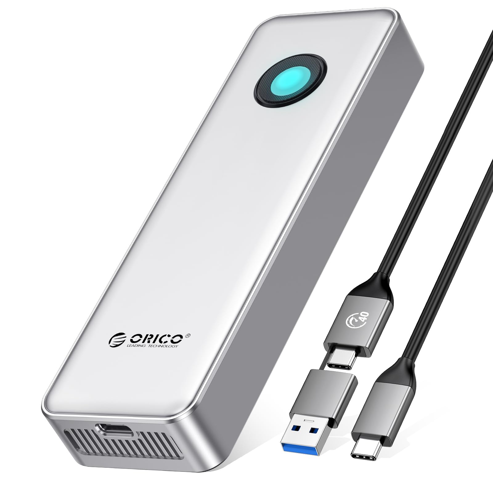 Photo 1 of ORICO 2TB Portable SSD for 3700MB/s, RGB External Solid State Drive with 40Gbps 2 in 1 USB C Cable, Built-in Cooling Fan, Compatible with Thunderbolt 4/3, USB 4.0, PSSD - R3700