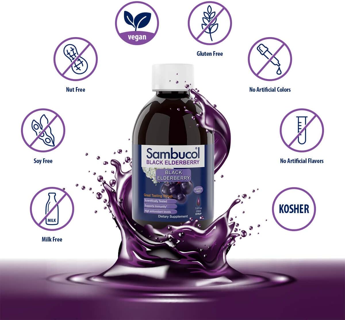 Sambucol Black Elderberry Syrup Original Formula, 7.8 Ounce Bottle: Health & Personal Care