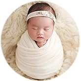 Zeroest Newborn Photography Wrap - Newborn Photoshoot Props - Boys & Girls Posing Stretch Knit Blanket (White, Small)