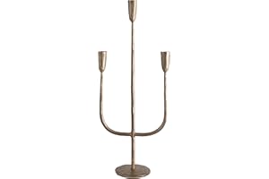 Creative Co-Op Hand-Forged Metal Candelabra, Antique Brass Finish