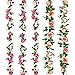 CEWOR 5pcs Fake Flowers Vine Artificial Flowers Rose Vine for Home Wedding Party Garden Decor(Two Pinks)