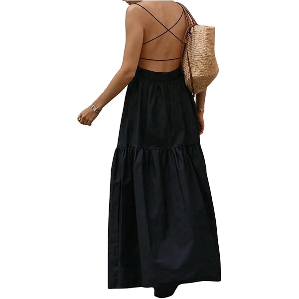 Floerns Women's Square Neck Puff Sleeve Maxi Dress - Flowy A-Line Sundress