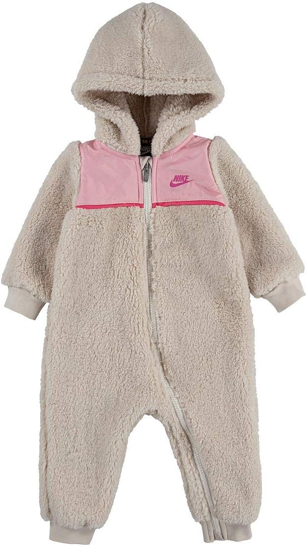 Nike Baby Girl Sherpa Fleece Hooded Coverall (Light Orewood(06H118X27