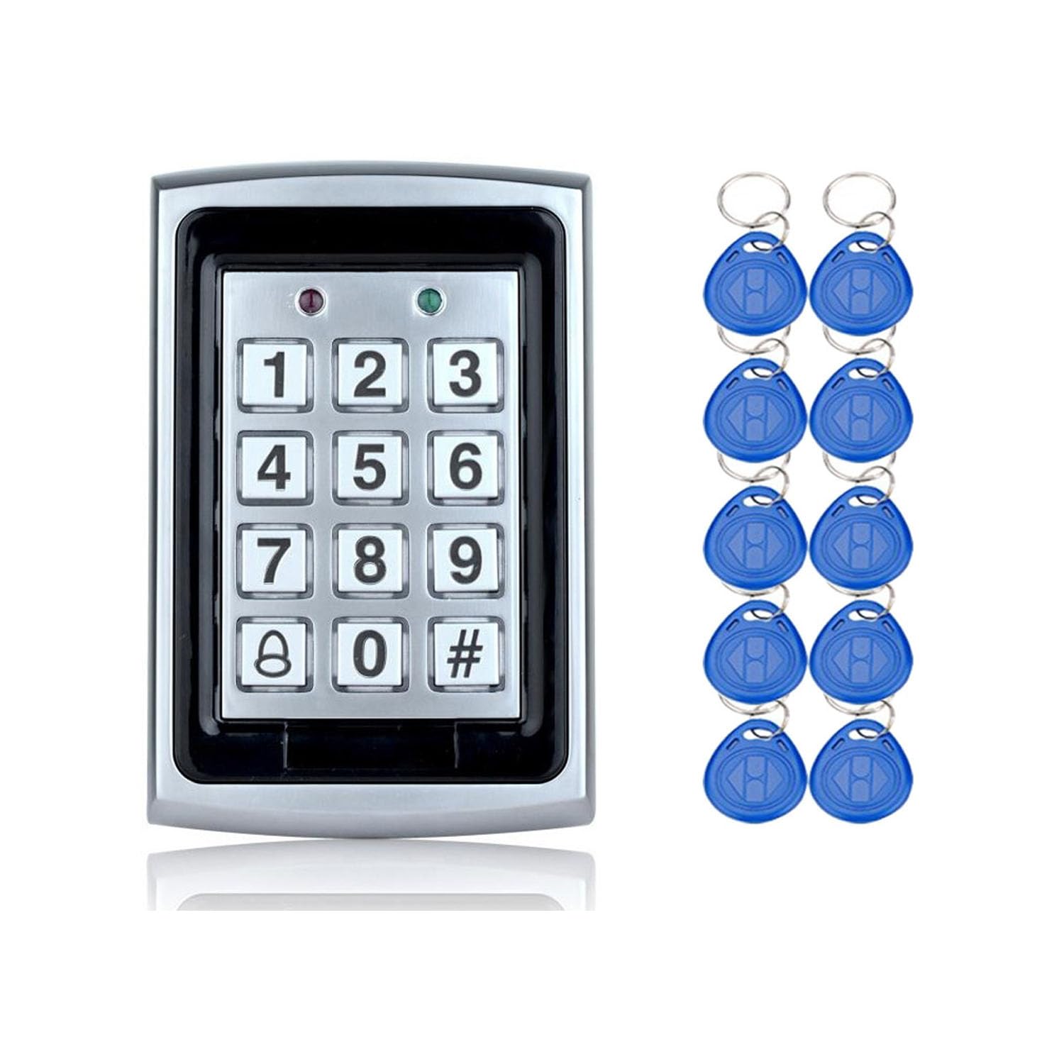 AOAMZ access control wired code keyboard for metal door proximity pins RFID card for wired single door input system, 10 keyfobs