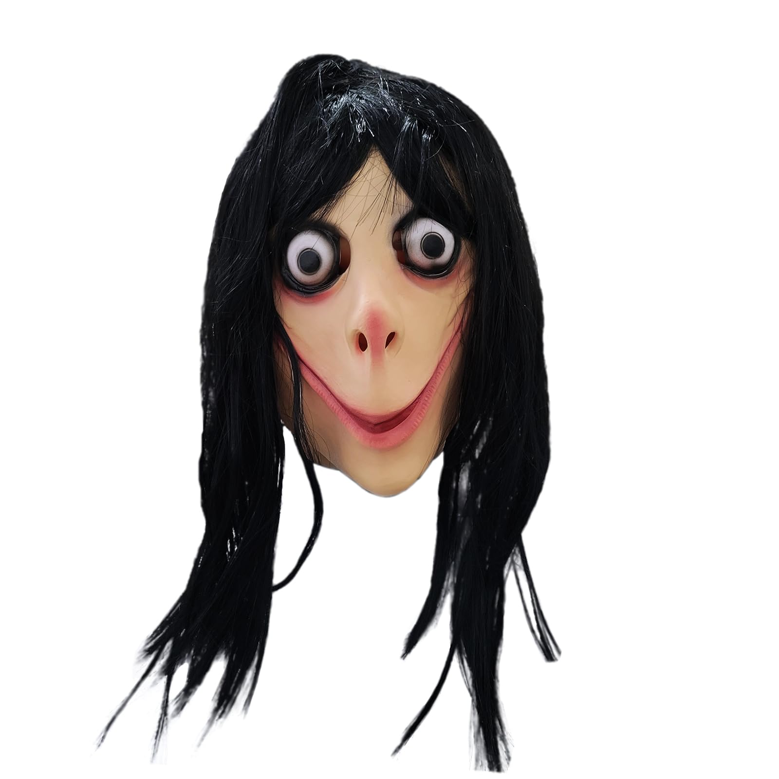 Young Wolf Horrible Devil Mask Long Hair Scary Challenge Games Evil Costume Halloween Cosplay Party Creepy Decoration (Normal)