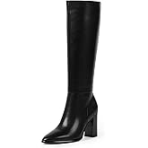 Easyfox Knee High Boots Women Pointed Toe Chunky Heel Fall Tall Boots Side Zipper Long Boots for Women