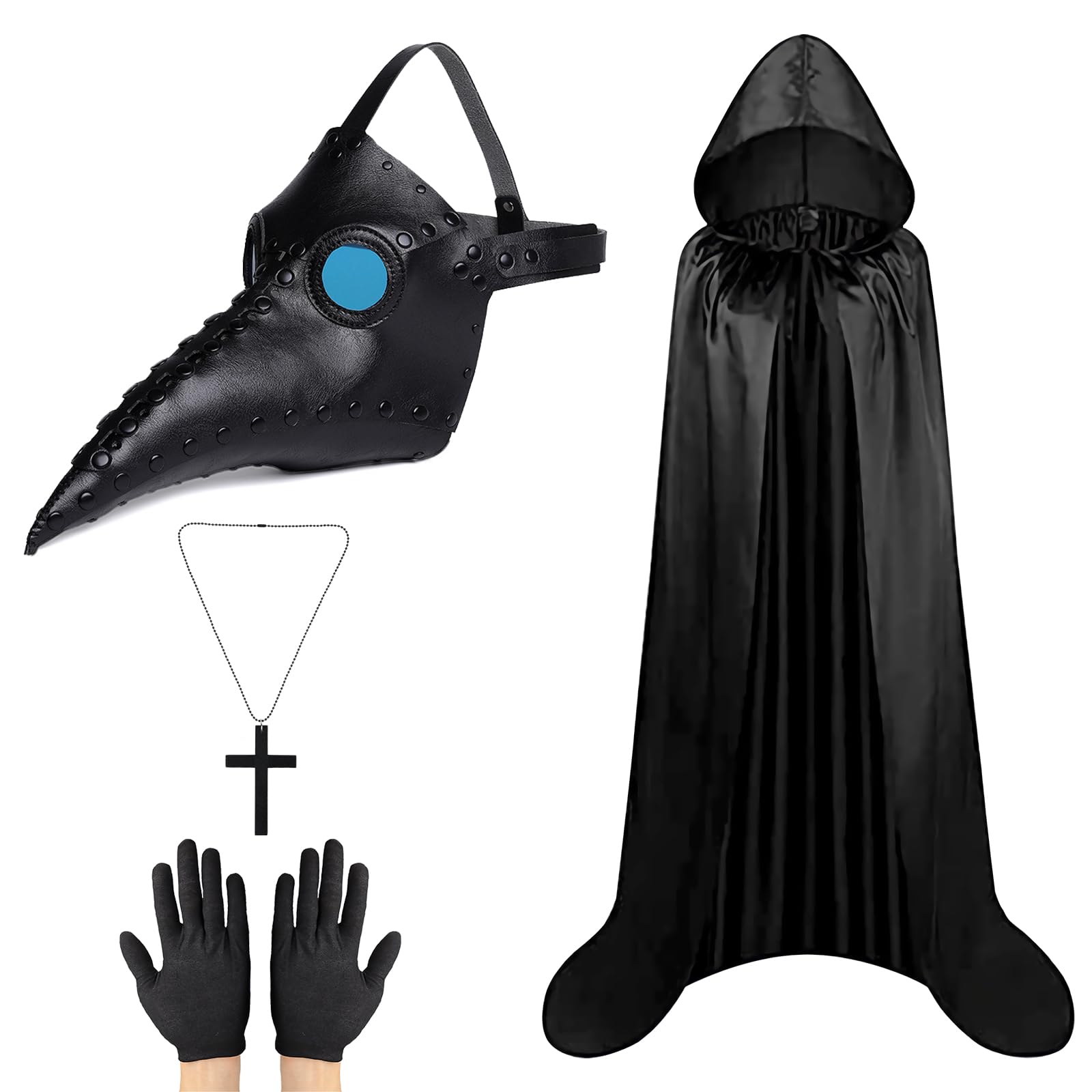 Halloween Plague Doctor Mask, Long Nose Beak Mask, Plague Doctor Costume, Halloween Beak Mask with Cloak, Steampunk Halloween Mask Costume Props for Halloween Cosplay Party