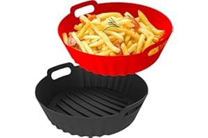 Seropy Silicone Air Fryer Liners Reusable Airfryer Liners 2 Pack 3-5 QT Silicone Pot 7.7 Inch, Air Fryer Basket Round Silicone Mat Oven Baking Tray Replace Parchment Paper for Air Fryer Accessories